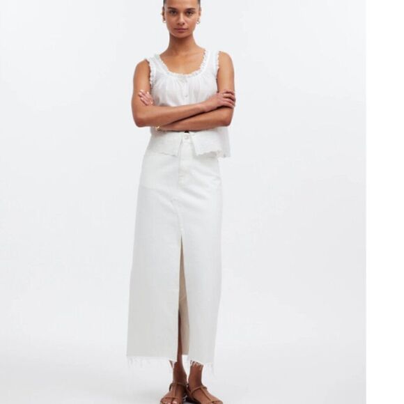 Madewell The Rilee Denim Midi Skirt Tile white NWT - Picture 5 of 11
